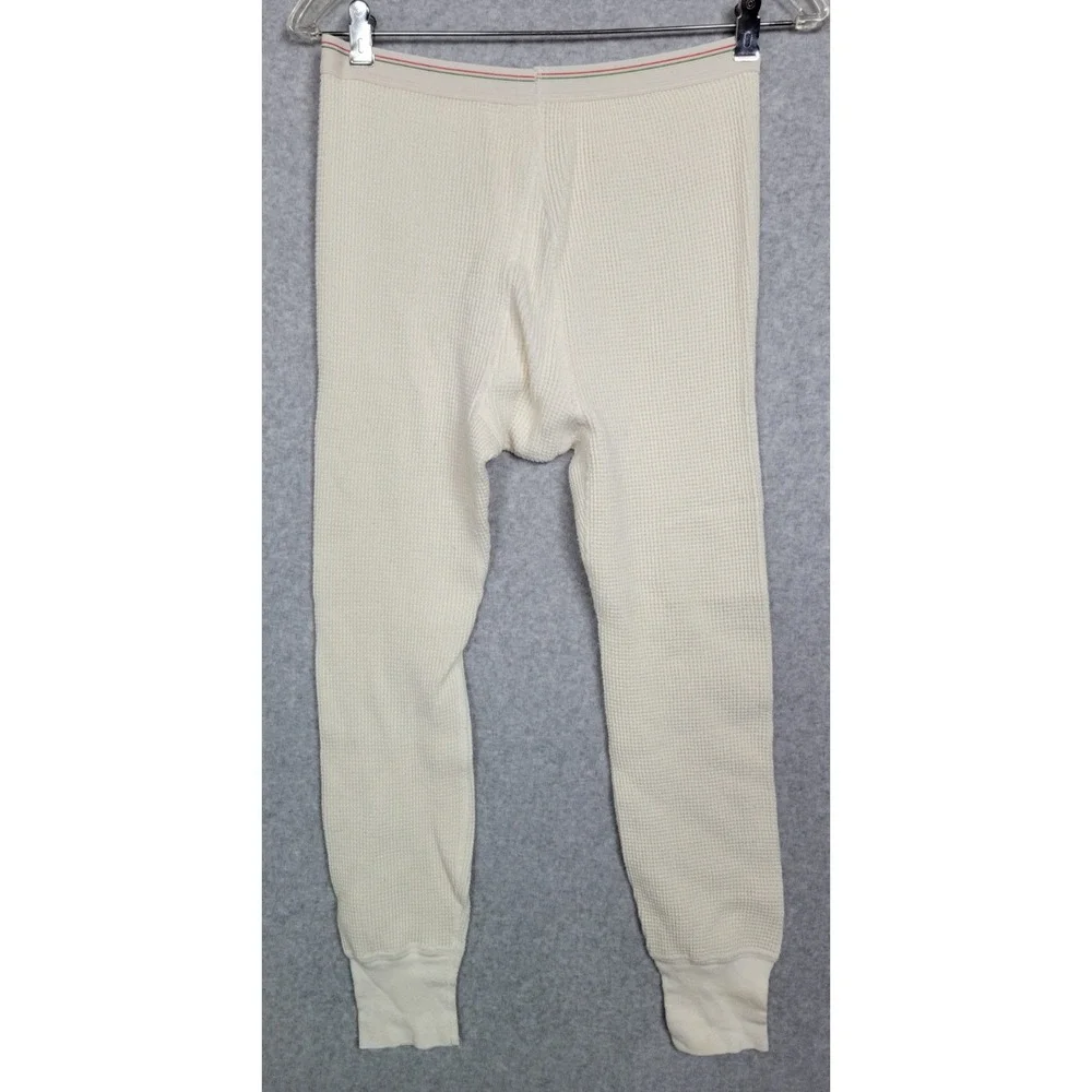 Vtg‎ Hills Store Mens White Cotton Thermal Long Johns Waffle Knit Cotton USA L